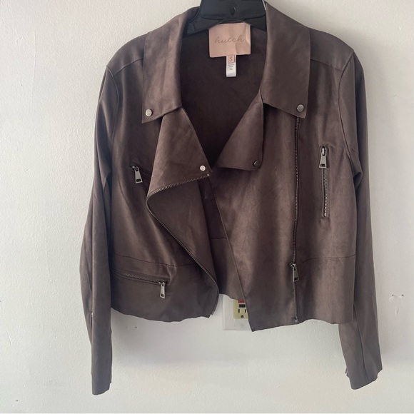 Hutch anthropologie faux suede brown moto jacket 37441 - Picture 4 of 11